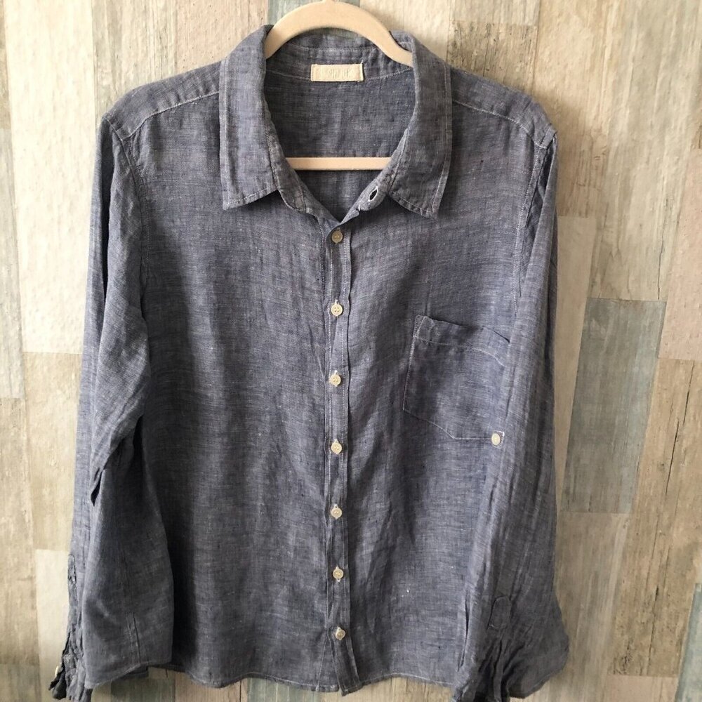 CP Shades Linen Button Up Shirt Men's size M Light Blue Pocket